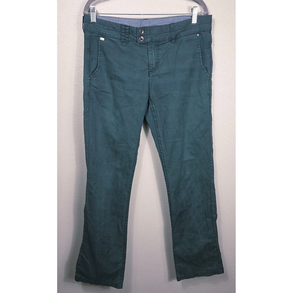 Horny Toad Dark Green Subtle Plaid Bootcut Pants Women's Size 8